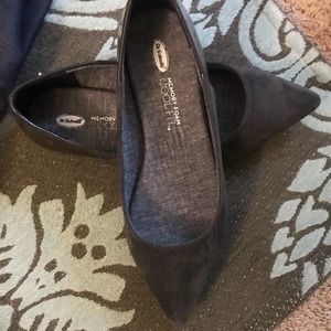 Dr. Scholls, gray suede flats.